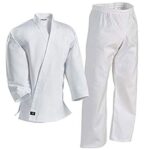 Century Martial Arts White Karate Uniform with Belt Light Weight Elastic Waistband & Drawstring for Adult & Children Size 000-7