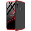Funda Xiaomi Redmi Note 7, 3 en 1 Estructura 360 Grados Integral Para Ambas Caras Hard Skin Carcasa (Negro - Rojo)