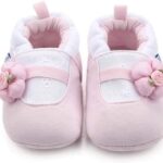 Nagodu Zapatos Tipo Pantufla para Bebe niña, Rosas con Blanco y floresita Rosa, Super Suaves y cómodos, Diferentes Tallas