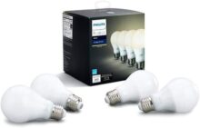 Philips HUE LED -  Pack de 4 Lámparas  E26, 9.5W, A19, Luz Blanco (Blanco cálido)