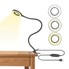 Lámpara de Lectura, Joly Joy Luz LED 5W con Clip Control por USB Recargable con 24 LEDs de 2 Modos de Luz & 5 Niveles de Brillo, Luz Ajustable Libremente para Estudiar Trabajar Leer Dibujar