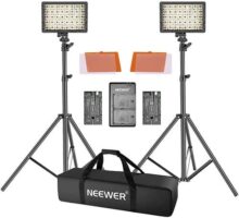 Neewer 2 Paquetes 160 LED Luz Regulable Ultra Alto Voltaje Panel Kit de Cámara Digital/Videocámara para Canon, Nikon, Sony y Otras Cámaras Digitales SLR
