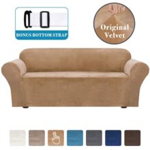 Funda de sofá de terciopelo real de alta elasticidad/funda antiderrapante, elastano suave con forma antiderrapante y elegante para muebles, funda de sofá, lavable a máquina, Equipaje, Large