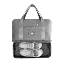 PUBAMALL Bolso deportivo con bolsa de zapatos, fin de semana con equipaje de mano bolsas de equipaje, bolsa de playa (One Pack, gris)