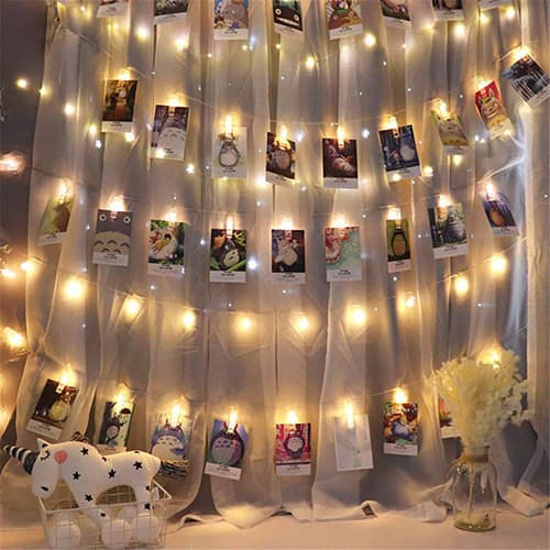 Clip Cadena de Luces LED, Uplayteck 13 ft Luces LED Decorativa 40 Fotoclips, 2 Modos de Luz, Guirnalda Luminosa LED para Decorar Fotos, Postales, Notas, boda, Navidad, De La Boda