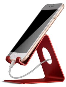 Lamicall Soporte Celular, Base para Celular Phone Móvil : Accesorios para Celular Teléfono Escritorio para Smartphones Phone X/XS Max/Xs/8/7/6 Plus,Samsung S9/S8/S7/S6 Plus - Rojo