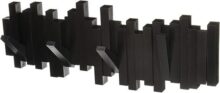 Umbra 318211-040 Colgador de pared con 5 ganchos, diseño de palillos, color negro