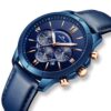 Relojes Hombre Reloj Grandes de Pulsera Militar Cronógrafo Impermeable Deportes Diseñador Azul Reloj Hombre de Cuero Luminosos Negocios Analógico