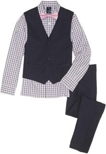Izod Boys' 4-Piece Set with Dress Shirt, Bow Tie, Pants, and Vest