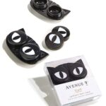 Funda de acrílico para lentes de contacto, 3 x 2, diseño de ojos de gato, color blanco y negro