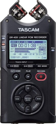 Tascam DR-40X Grabadora de audio digital de cuatro pistas e interfaz de audio USB