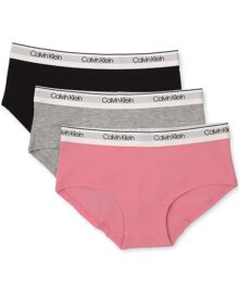 Calvin Klein- Calzones tipo bikini, para niña, paquete de 3