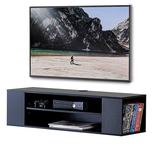 FITUEYES Madera Grano Mesa Flotante para TV Mueble para Audio Video Negro 100x30cm Negro DS210002WB