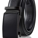 SIGLO® Cinturón para Hombres de Piel con Hebilla Automática y Diseño sin Agujeros, Tamaños 30-44