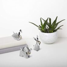 Umbra Origami Ring Holder (3-Pack), Rabbit, Swan and Elephant Metal Ring Storage and Display for Jewelry, Chrome