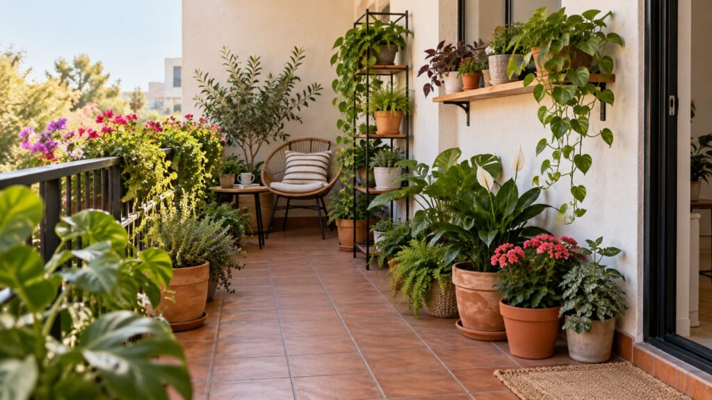 Ideas para organizar macetas en patios, paredes y balcones